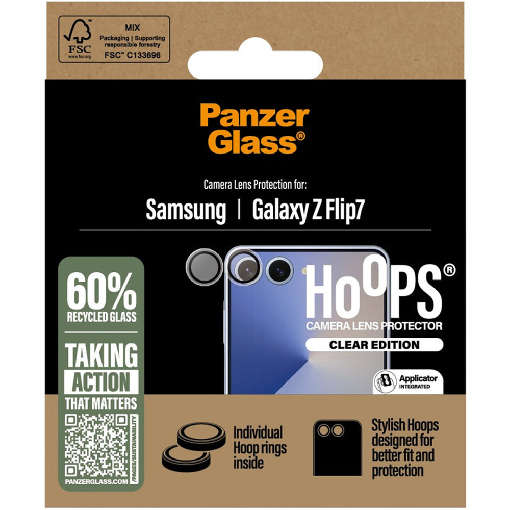 Szkło hartowane na aparat z aplikatorem PanzerGlass Hoops do Galaxy Z Flip7, przezroczyste